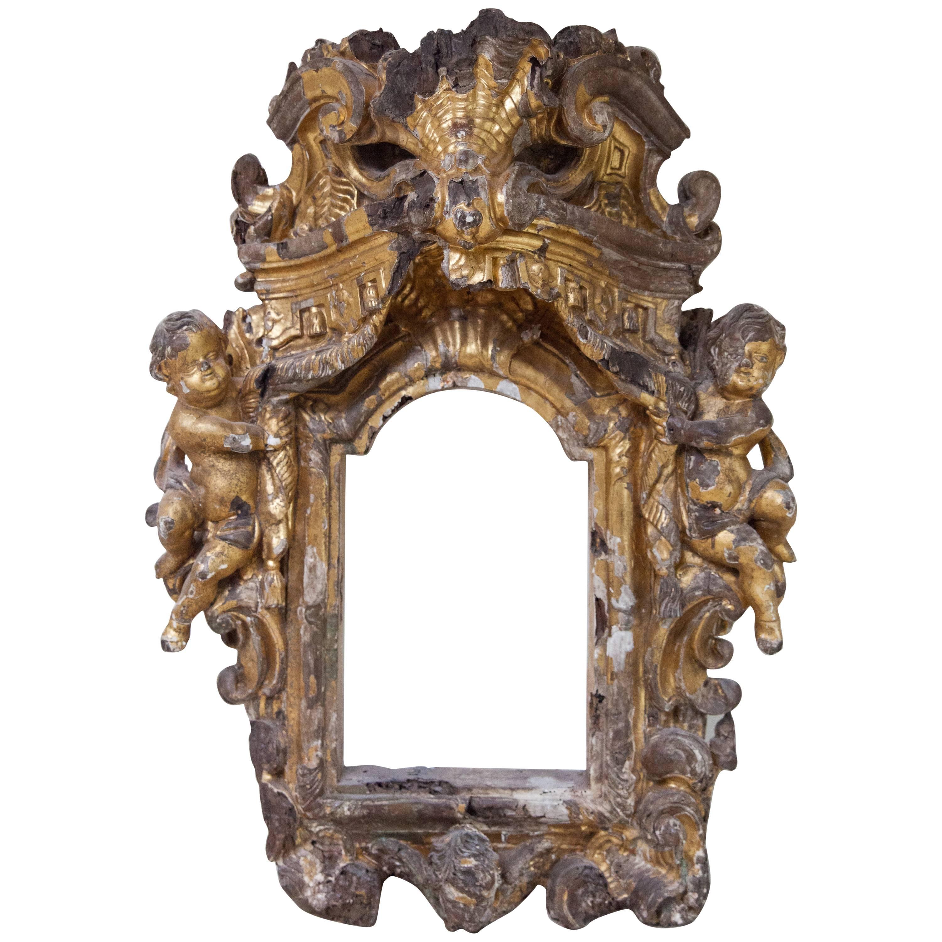 17th Century Italian Gilt Walnut Baroque Frame