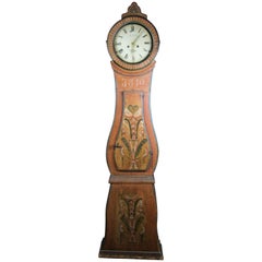 1840 Antike schwedische Mora Uhr Kurbits Volkskunst Faux Holz Maserung römische Ziffer