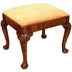 George II Style Walnut Stool with Cabriole Legs