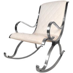 Mid-Century Modern Leather and Chrome Rocking Chair