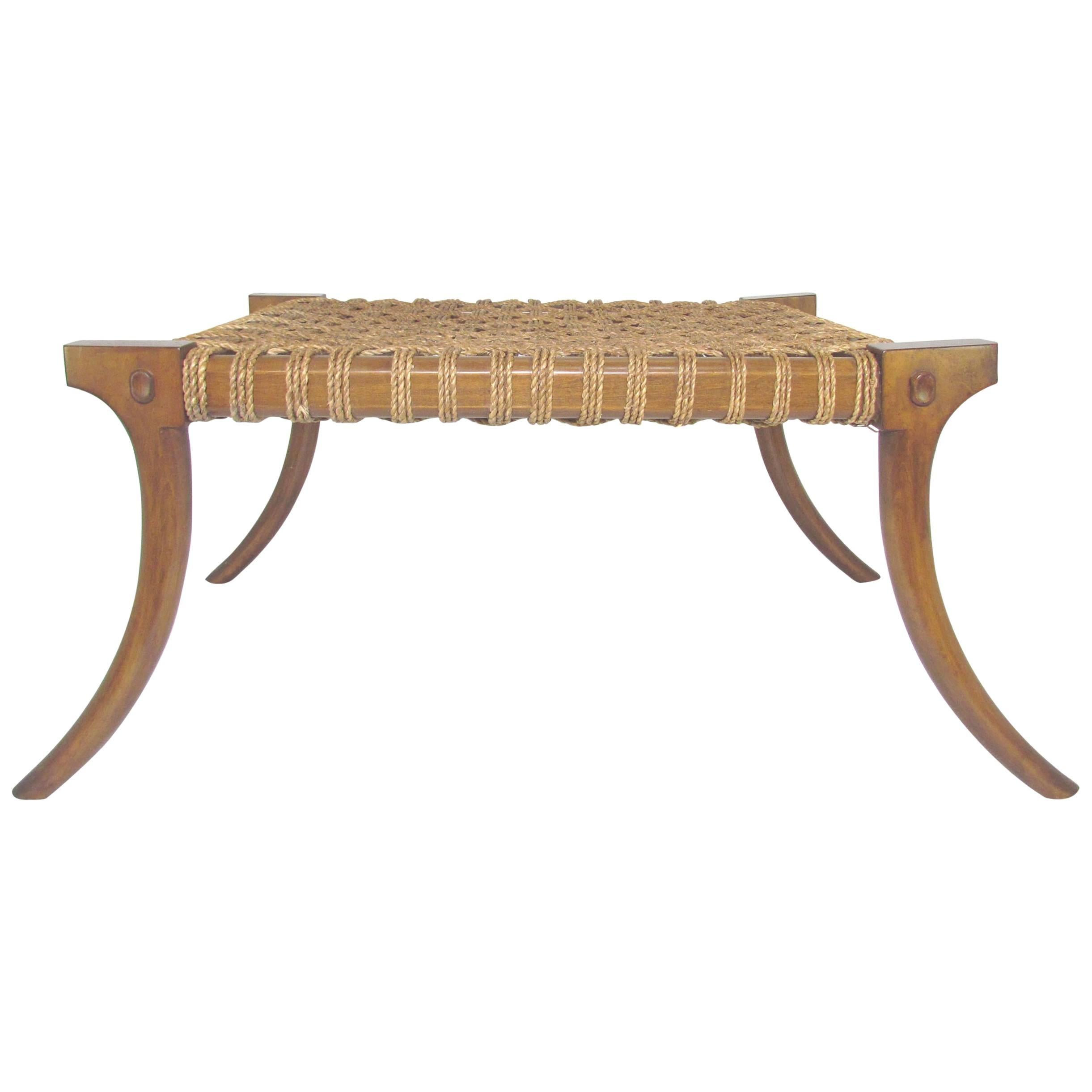 Klismos Bench or Coffee Table with Rope Seat, circa 1960s