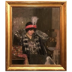 Louise Williams Jackson Oil Painting Portrait of Woman with Feathered Headband 6