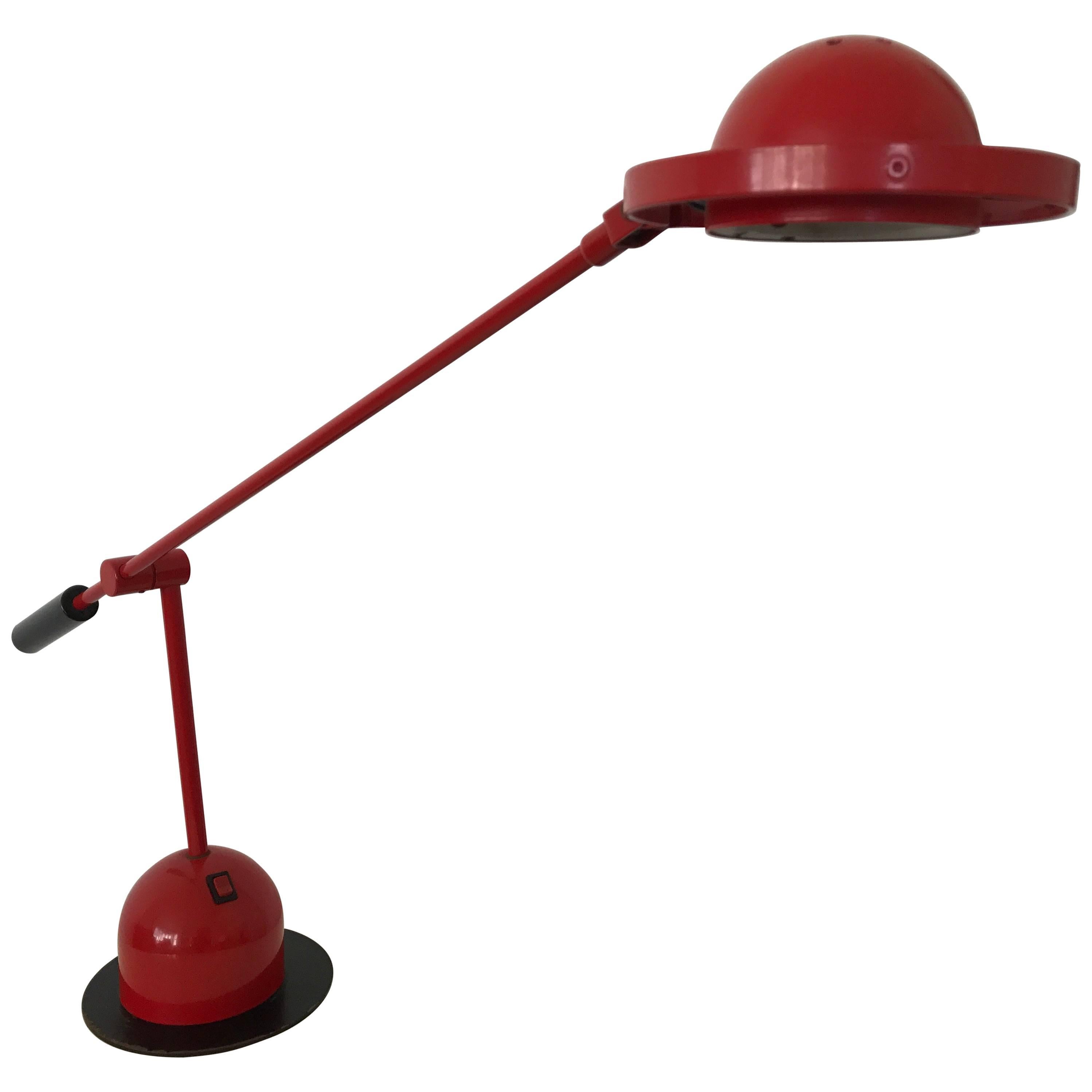 Post Modern Red Adjustable Desk Task or Table Lamp by Gammlux Italy, circa 1980s