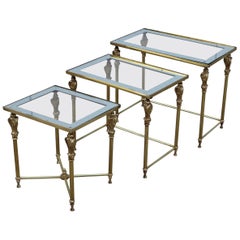 1950s French Brass and Bronze Nesting Tables