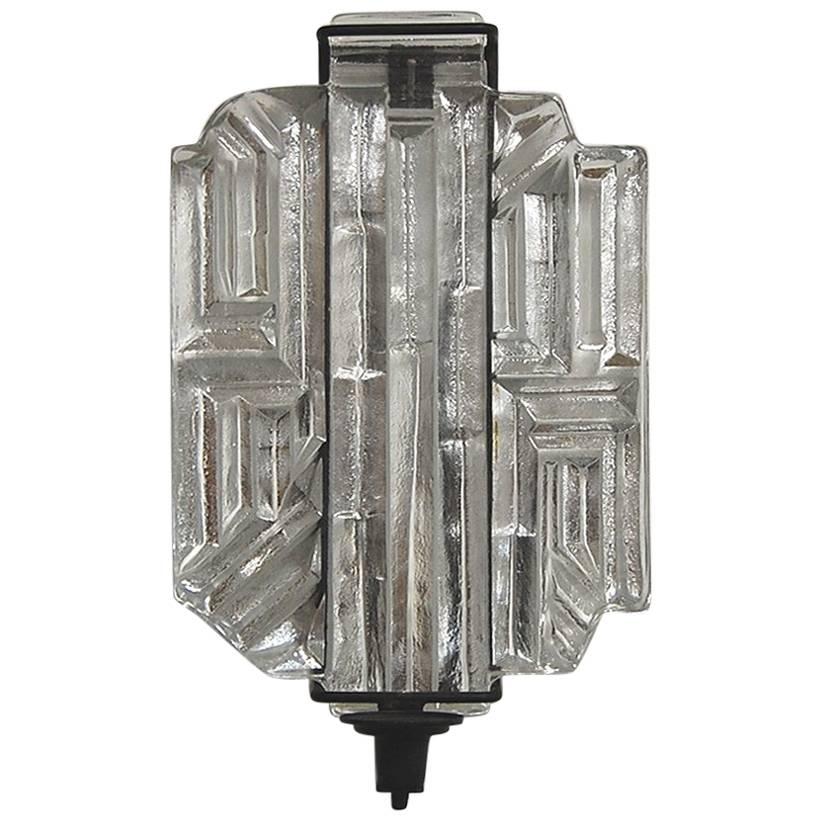 Single Glass and Steel Wall Sconce For Sale