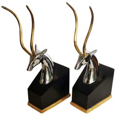 Pair of American Mid-Century Deer Antelope Bookends