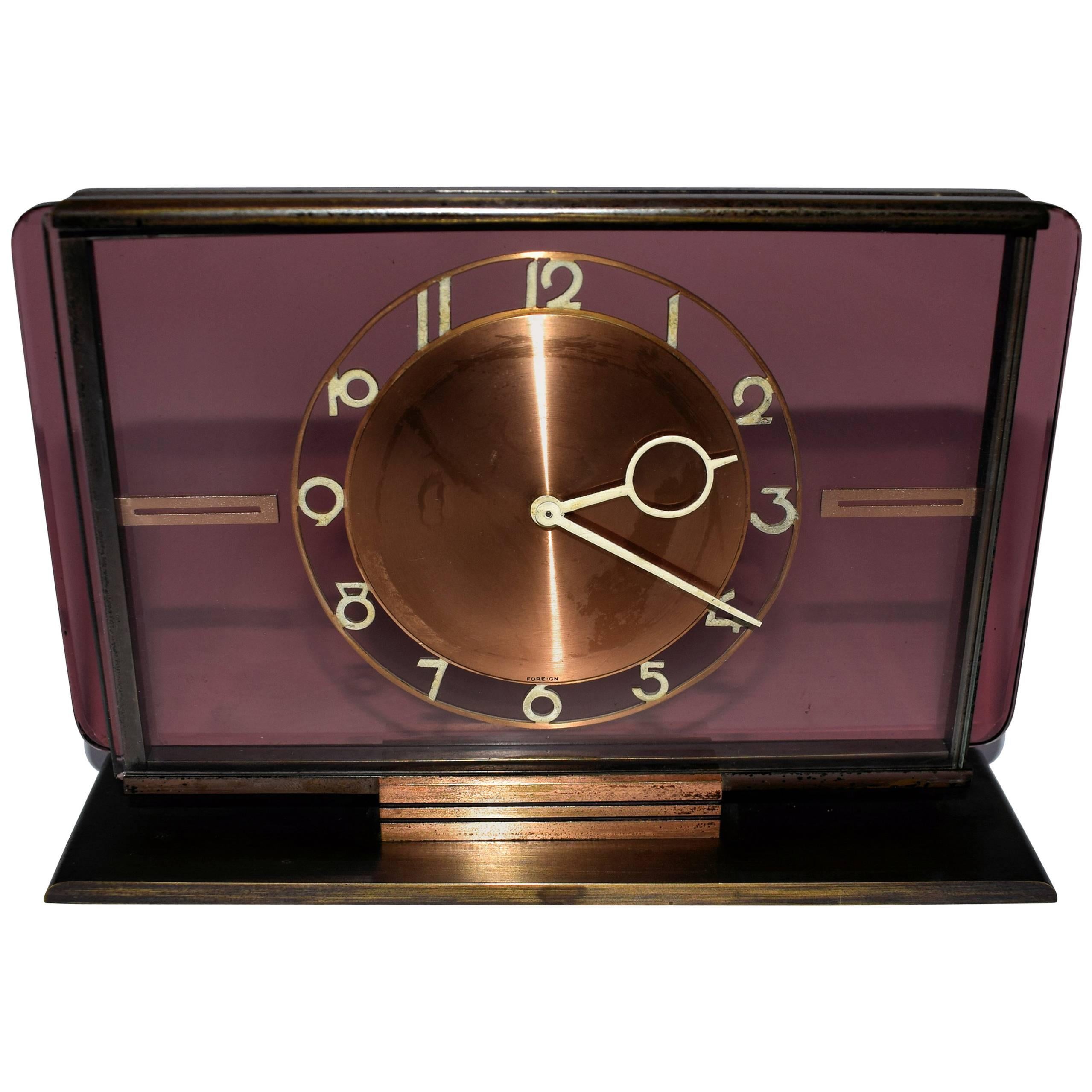 Art Deco Glass Clock by Kienzl