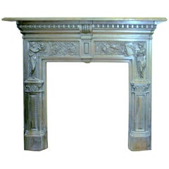 Antique English Young and Marten Burnished Steel Neoclassical Fireplace Mantel