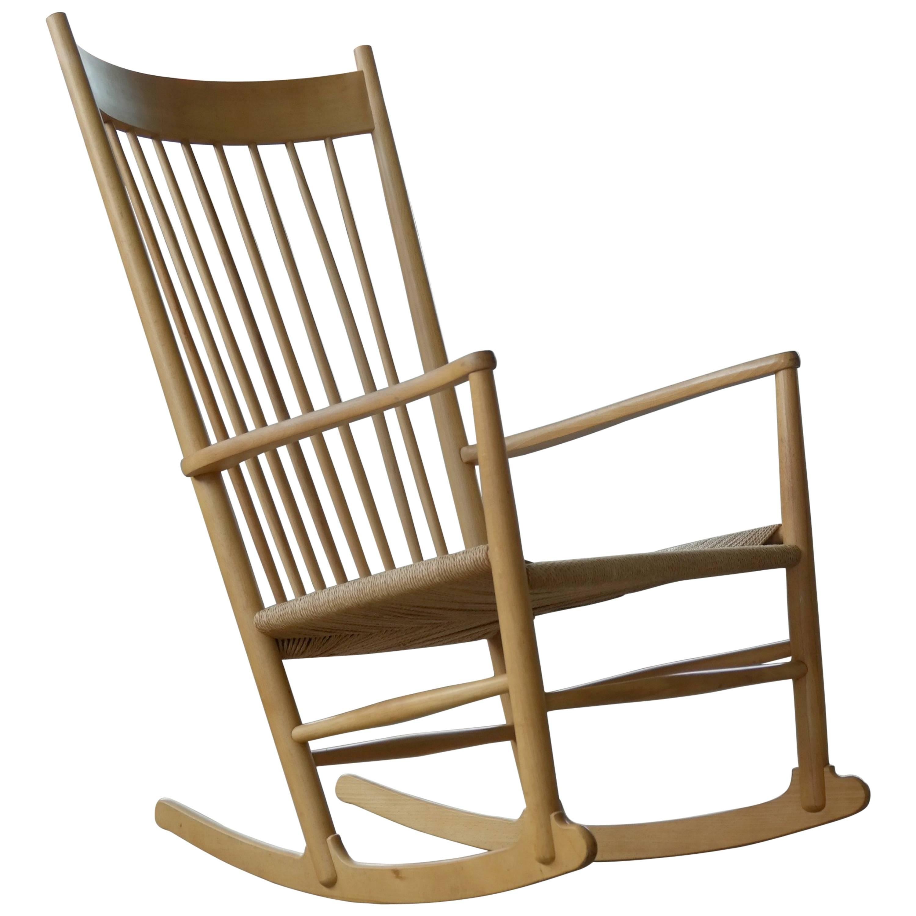 Hans Wegner Rocking Chair in Beech and Papercord Made for FDB, Denmark, 1950s