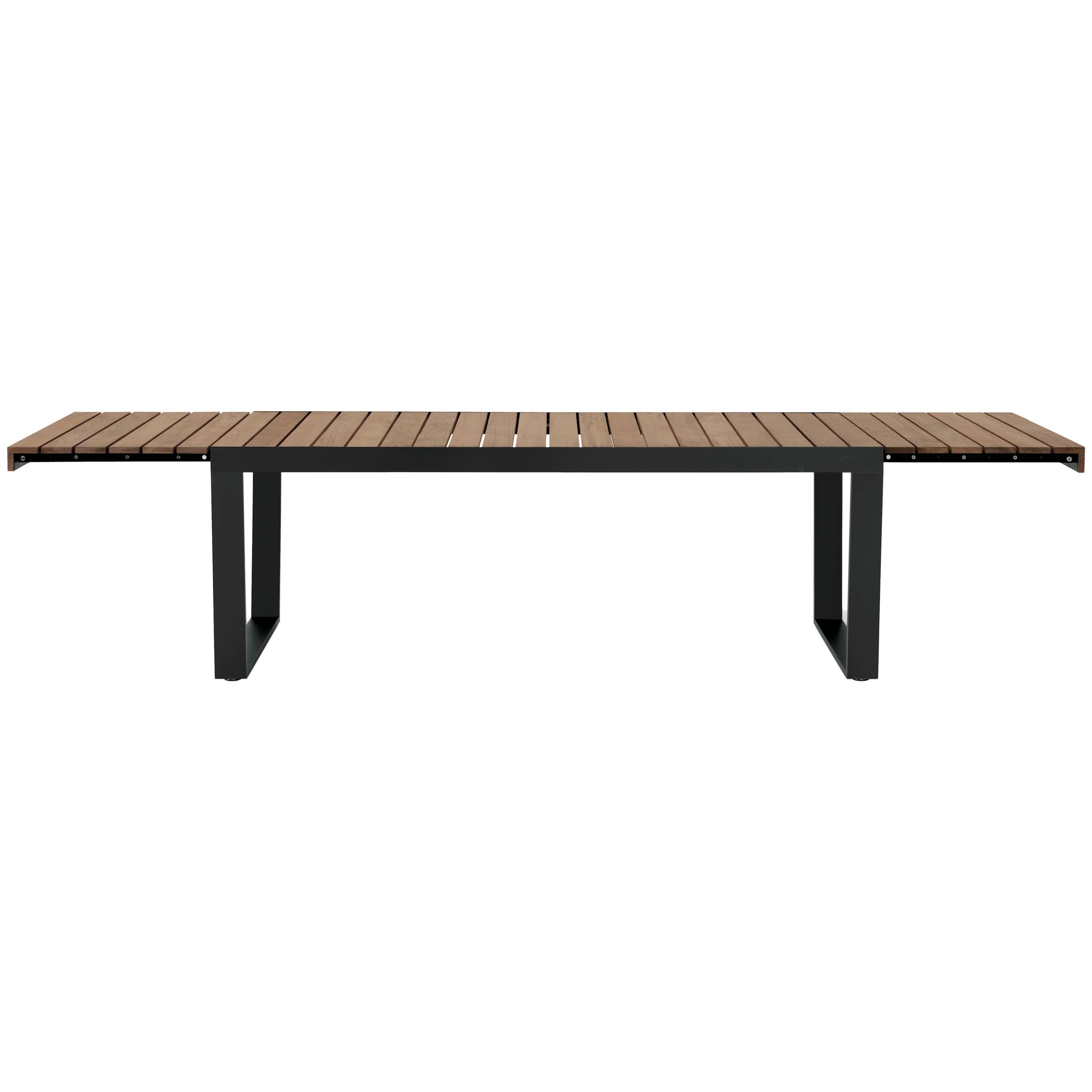Roda Spinnaker Extendable Dining Table for Outdoor/Indoor Use in Teak and Steel For Sale