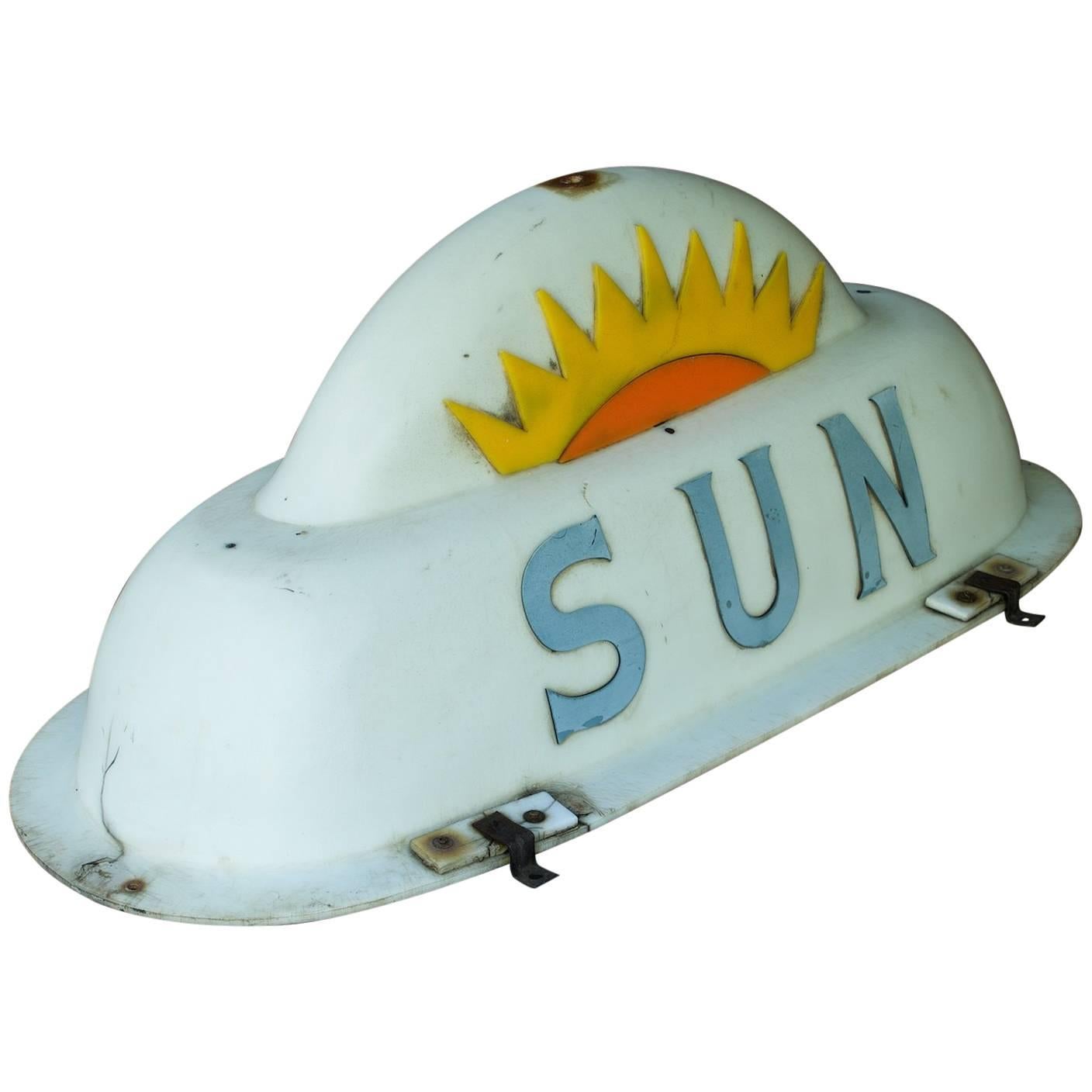 Vintage 1950s Baltimore Sun Taxi Cab Sign Car Topper For Sale