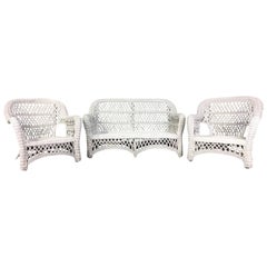 Antique Bar Harbor Three-Piece Wicker Set, Restored