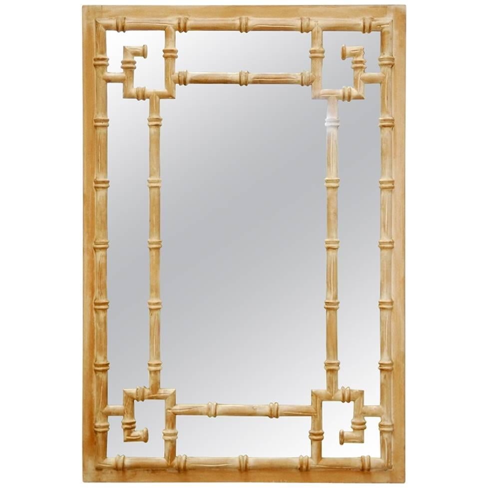 La Barge Style Hollywood Regency Faux Bamboo Mirror