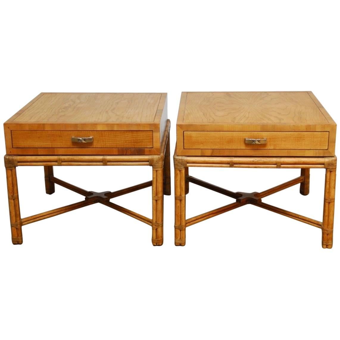Pair of Mid-Century Faux Bamboo End Tables by Henredon