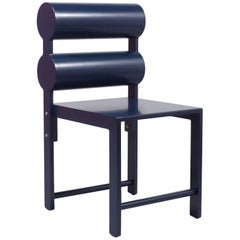 Waka Waka Contemporary Indigo Blue Lacquer Double Cylinder Dining Chair