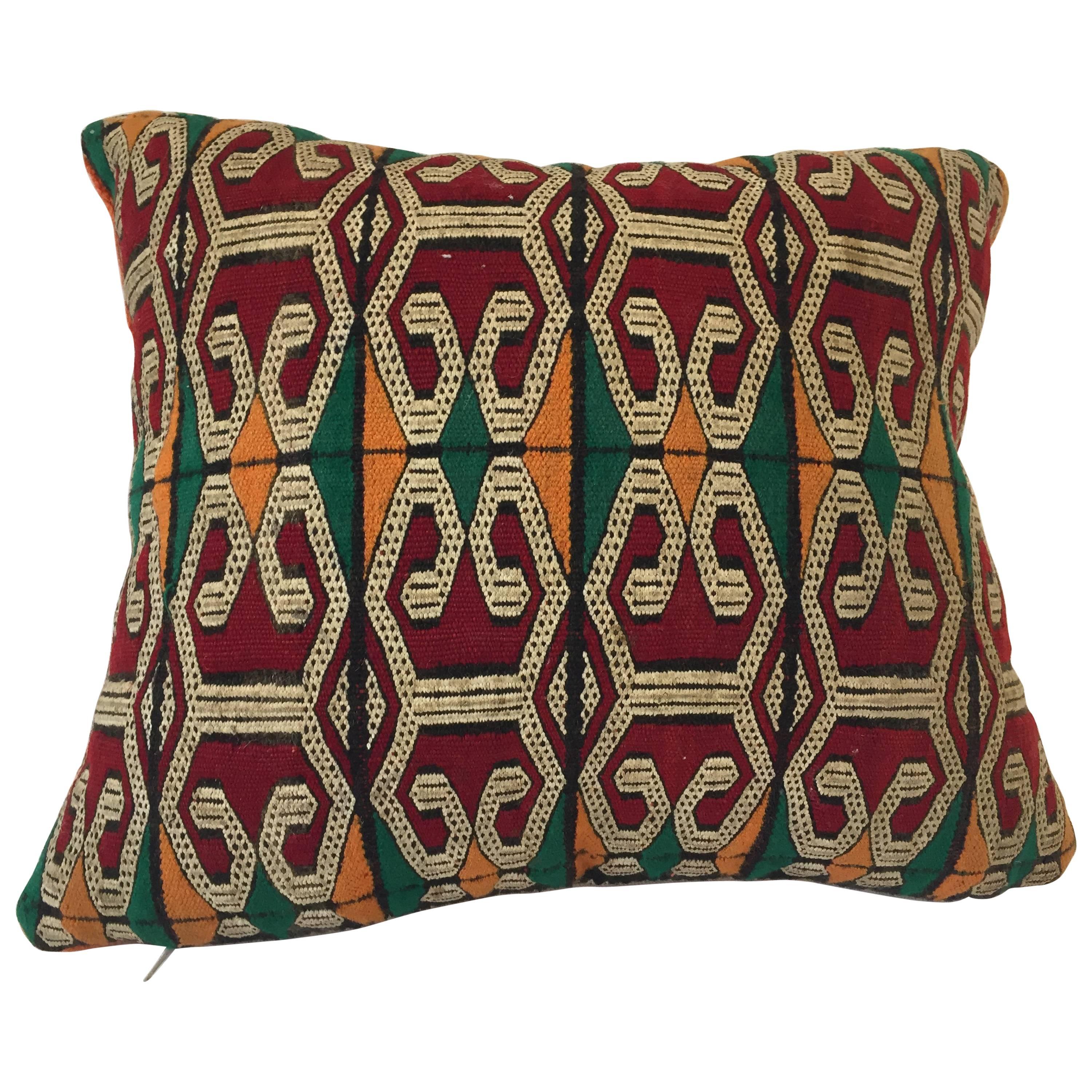 Moroccan Handwoven Pillow with Tribal African Designs