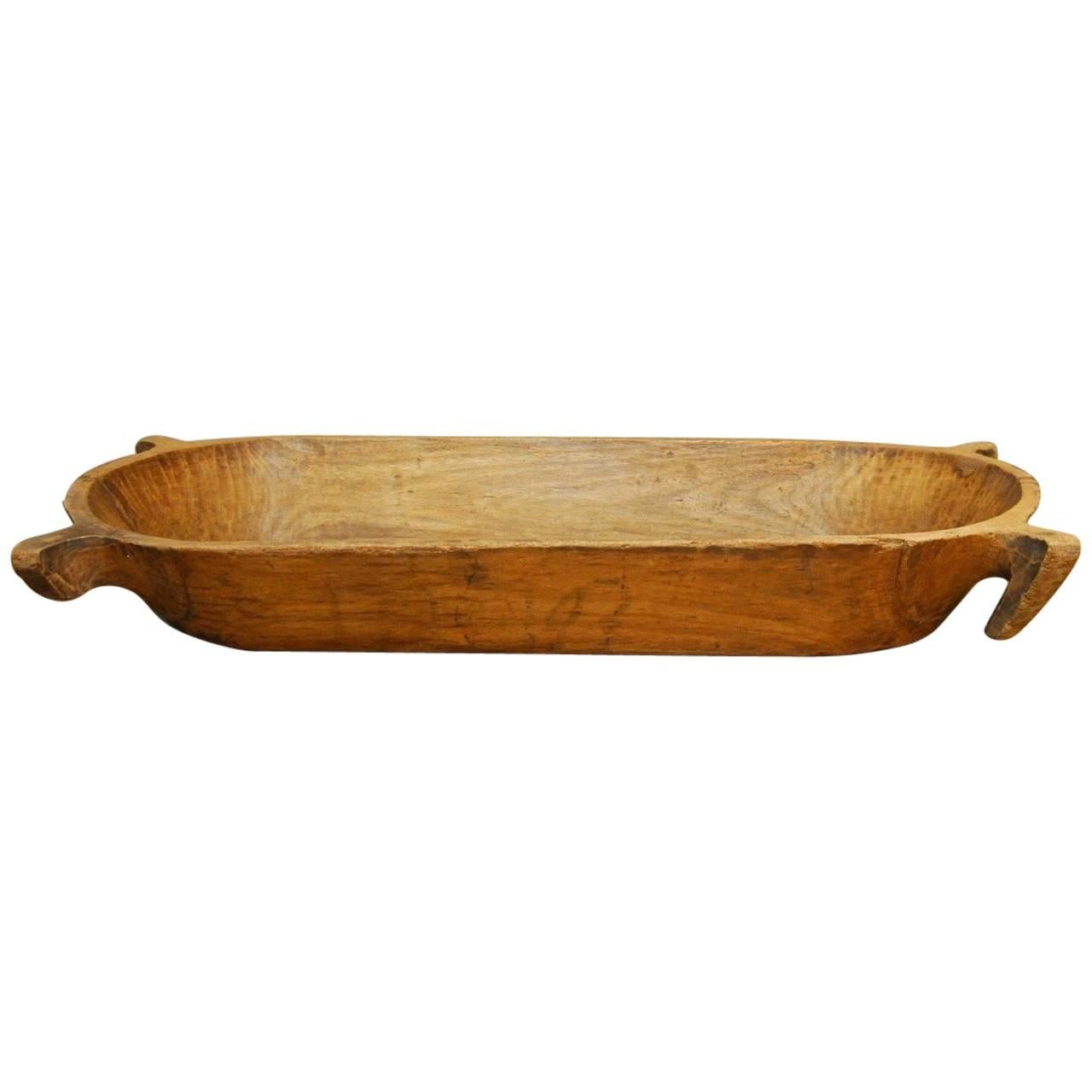 18th Century Large French Carved Wood Dough Bowl or Trough