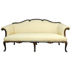 19th Century Chinese Chippendale Black Lacquer Chinoiserie Sofa