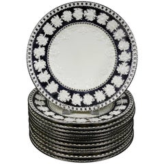 Set of 12 Wedgwood Queens Ware Silver Resist Pottery Dinner Plates 9