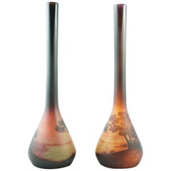 Paire de vases d'Argental Sait Louis Paul Nicolas Cameo scéniques
