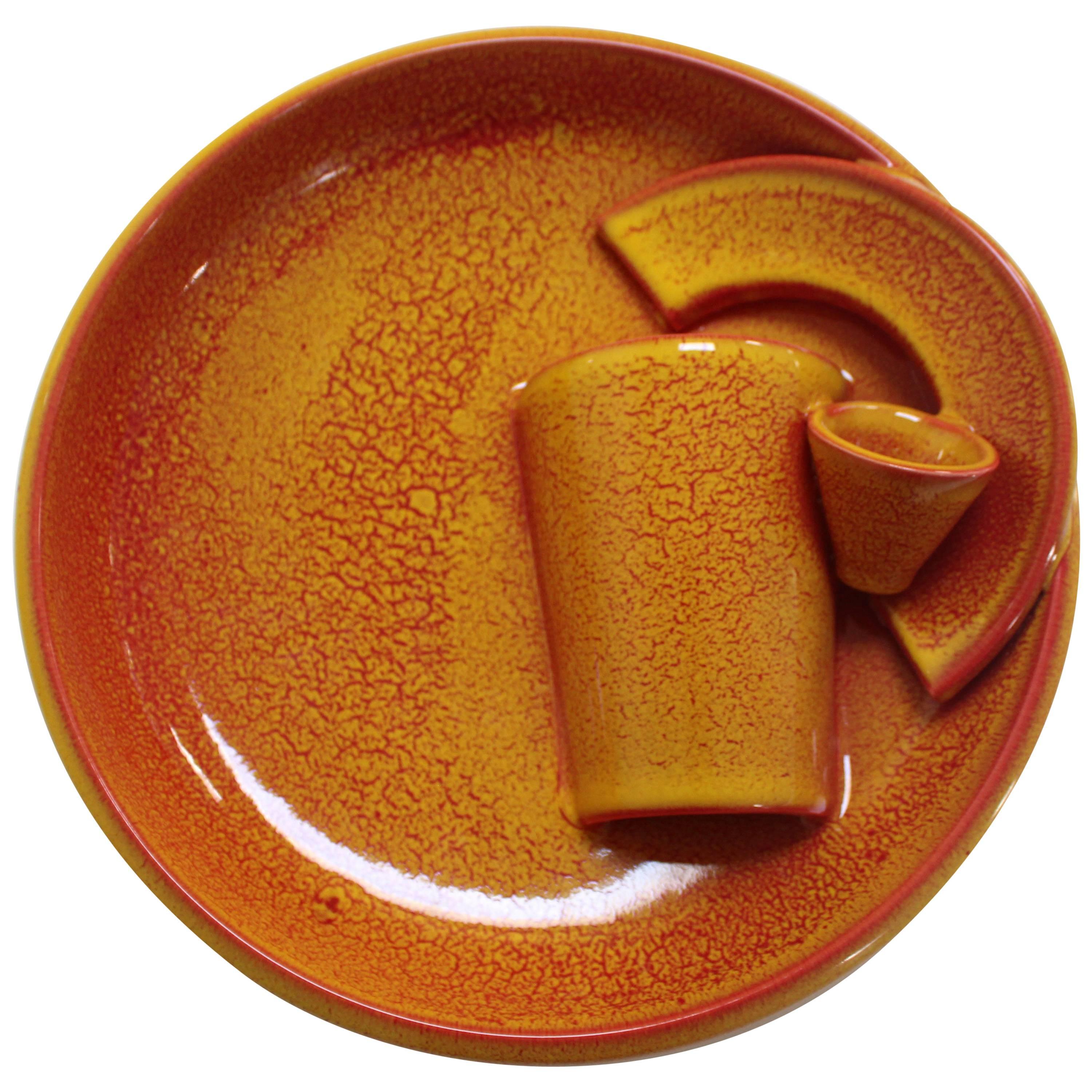 Ceramic Deconstructed Handthown Plate by Artist Michael Geertsen For Sale