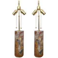 Pair of Quartz and Brass Table Lamps 7
