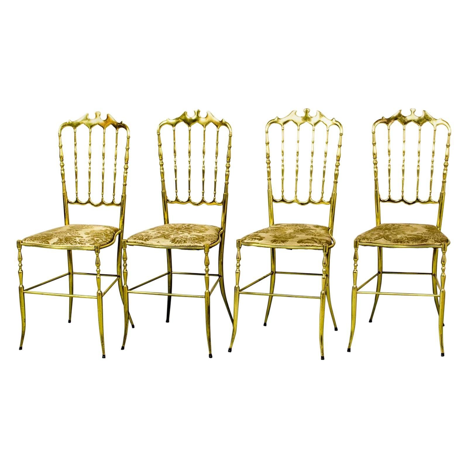 Mid-Century Set of Polished Brass Chiavari Chairs by Giuseppe Gaetano Descalzi