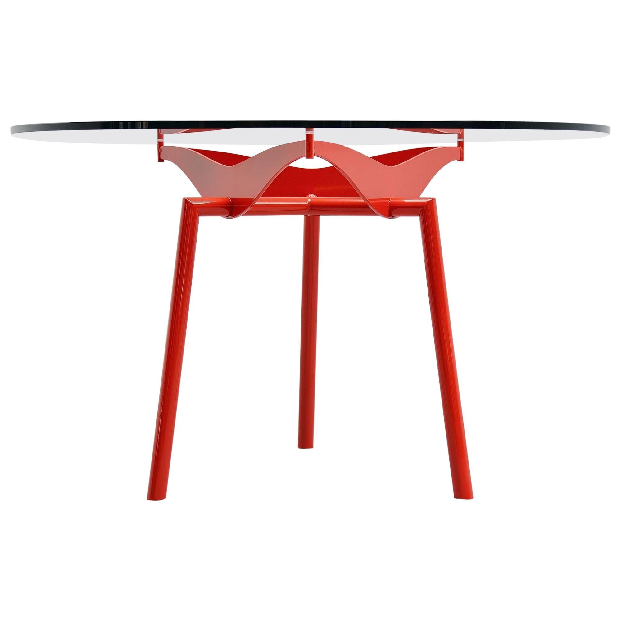 Industrial Round Dining Table in Prouve Perriand Style, 1960