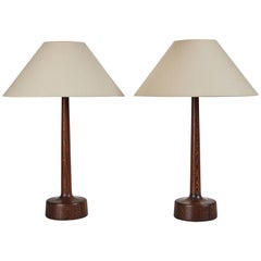 Pair of Wengé Danish Table Lamps