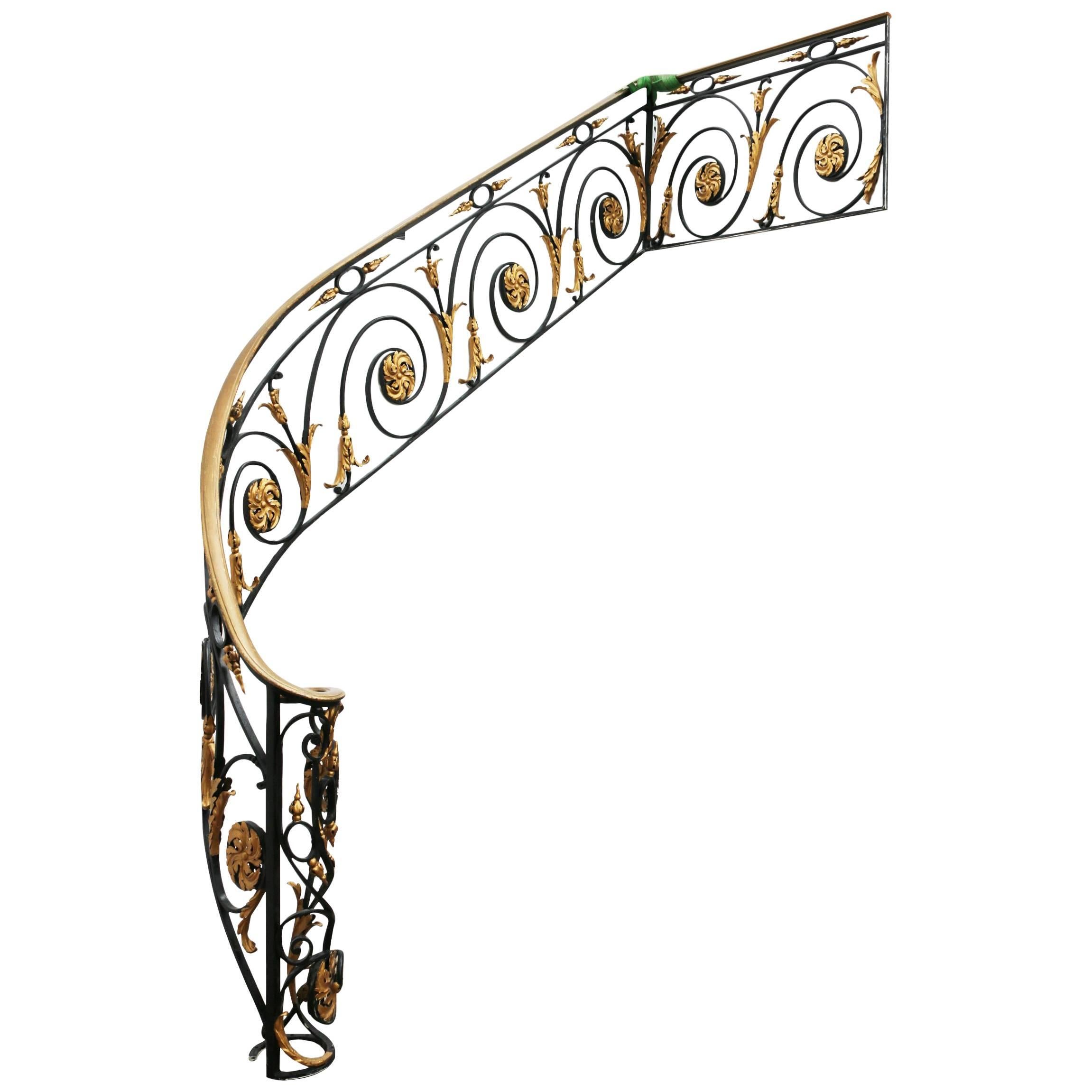 Early 20th Century Wrought Iron Hand-Forged Staircase Balustrade