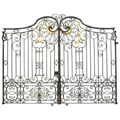 Pair of Impressive Antique Wrought Iron Driveway Gates