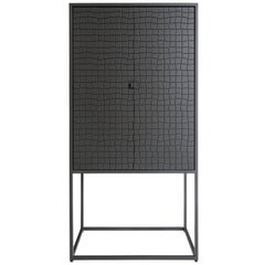 Basa Cabinet in Iron structure, interior in Peroba do Campo wood, lacquered MDF.