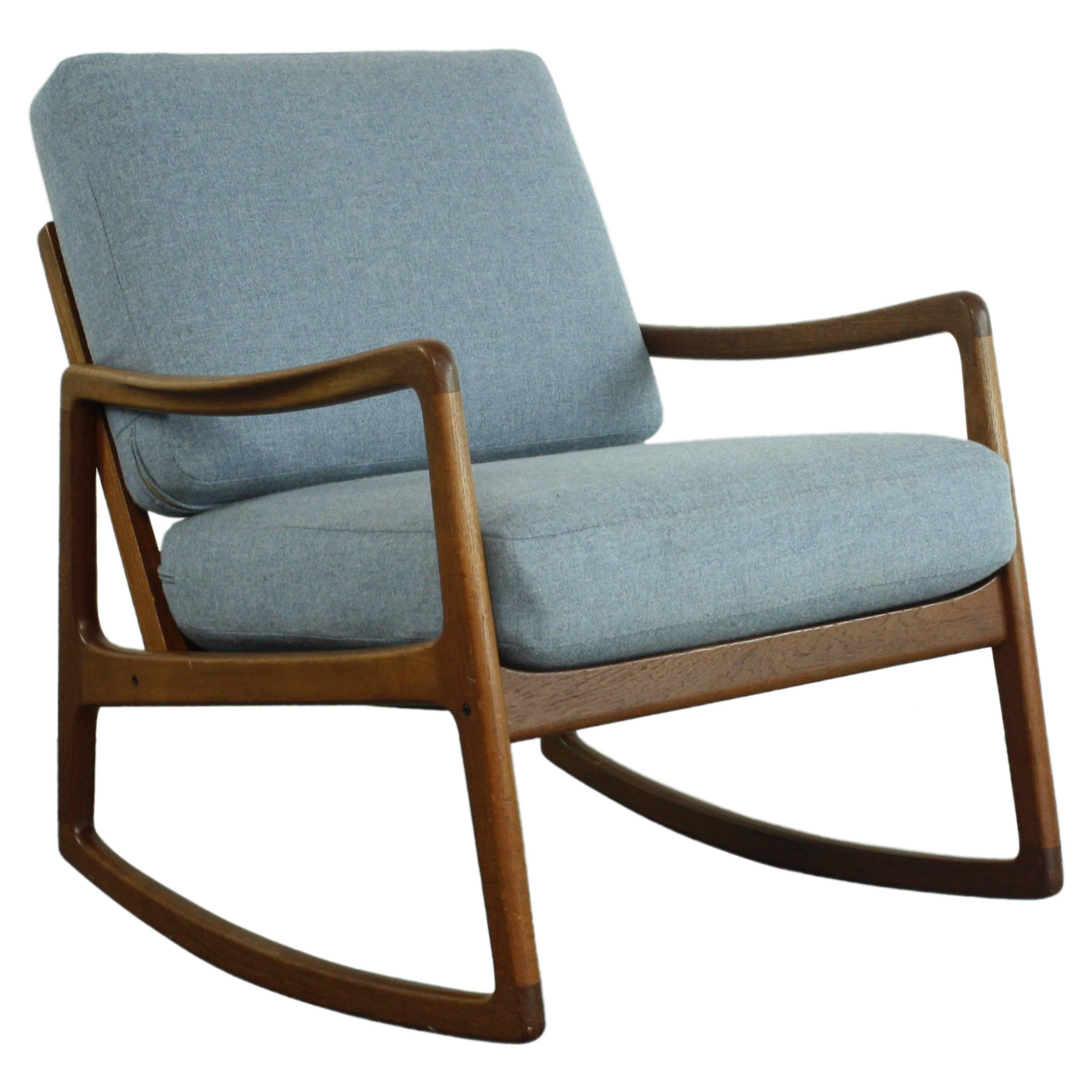 Vintage Midcentury Teak Rocking Chair by Ole Wanscher for France & Son, Denmark For Sale