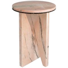 Rosa Portogallo Marble Side Table by Jonathan Zawada, Made in USA