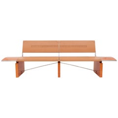 Banc de luxe post-moderne en bois et cuir naturel « Africa » de Tresserra
