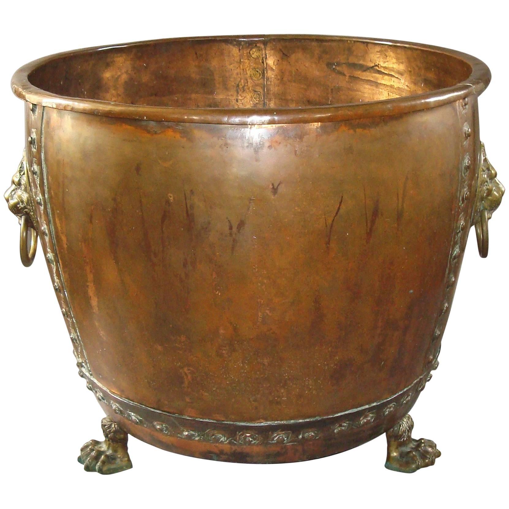 Monumental 19th Century Copper Log Holder or Jardiniere For Sale