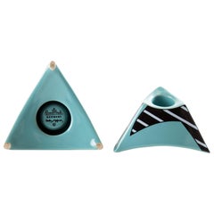 DOROTHY HAFNER for Rosenthal. Set of two candle holders of Memphis ceramic,