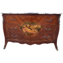 Large French Bombe Chest of Drawers with Marble Top 4
