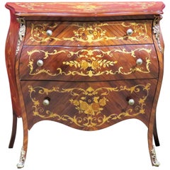 Louis XV Style Inlaid Bombe Commode