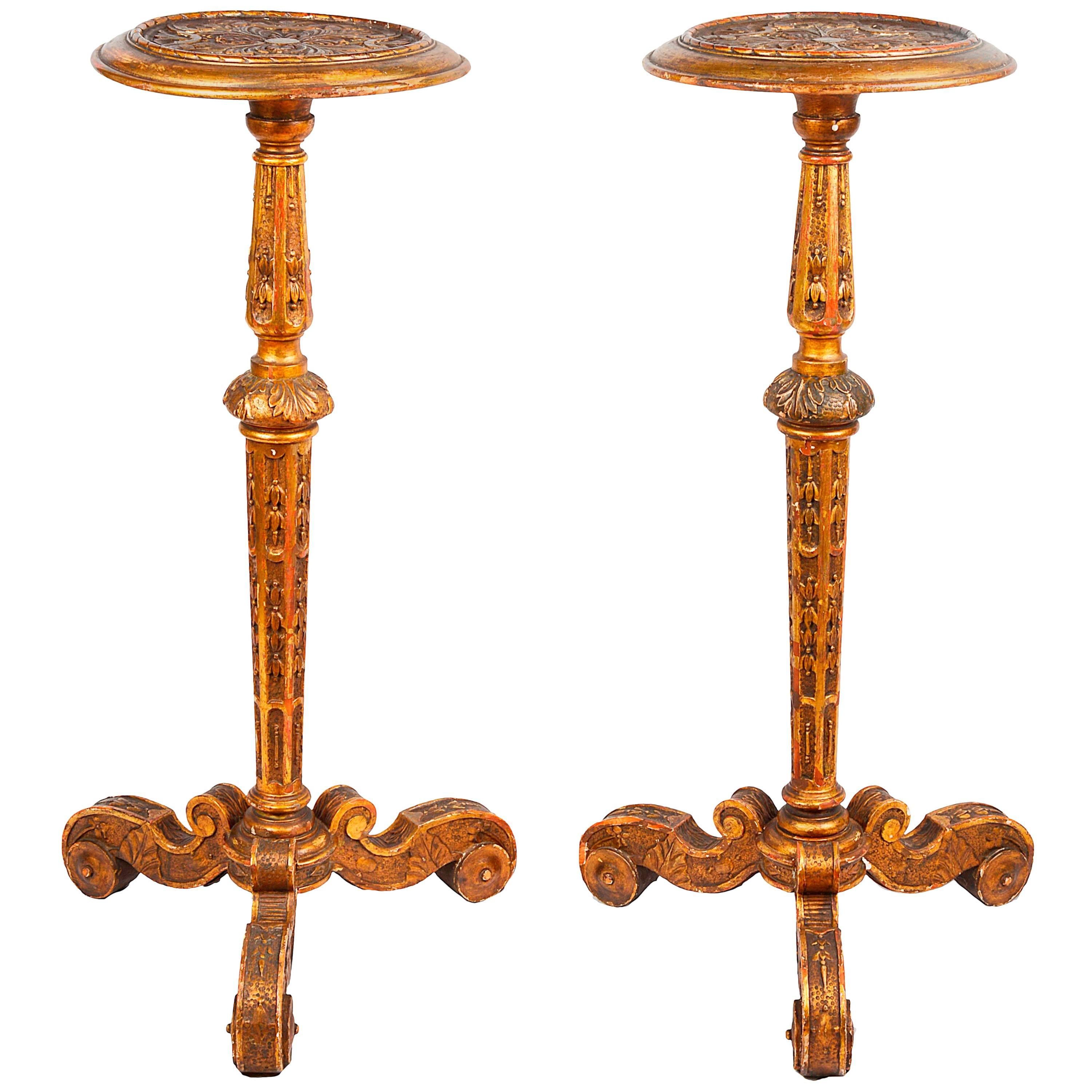 Pair of Carved Gilded Torchas, 19th Century
