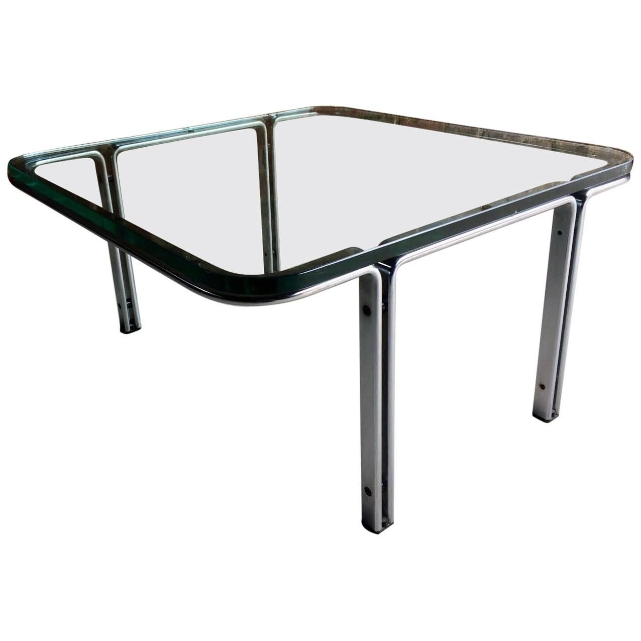 Horst Bruning Square Steel and Glass Coffee Table 1960s German Number 1