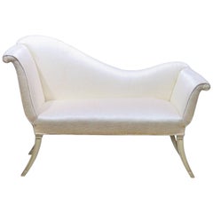Vintage Diminutive Regency Style Cream Painted Recamier Chaise Daybed