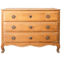 Late 19th Century Chest of Drawers in the Style of Louis XV Made of Oak & Brass