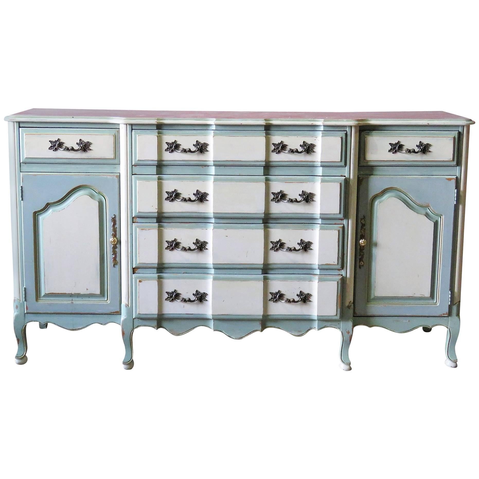 Gustavian Style Distressed Painted Sideboard