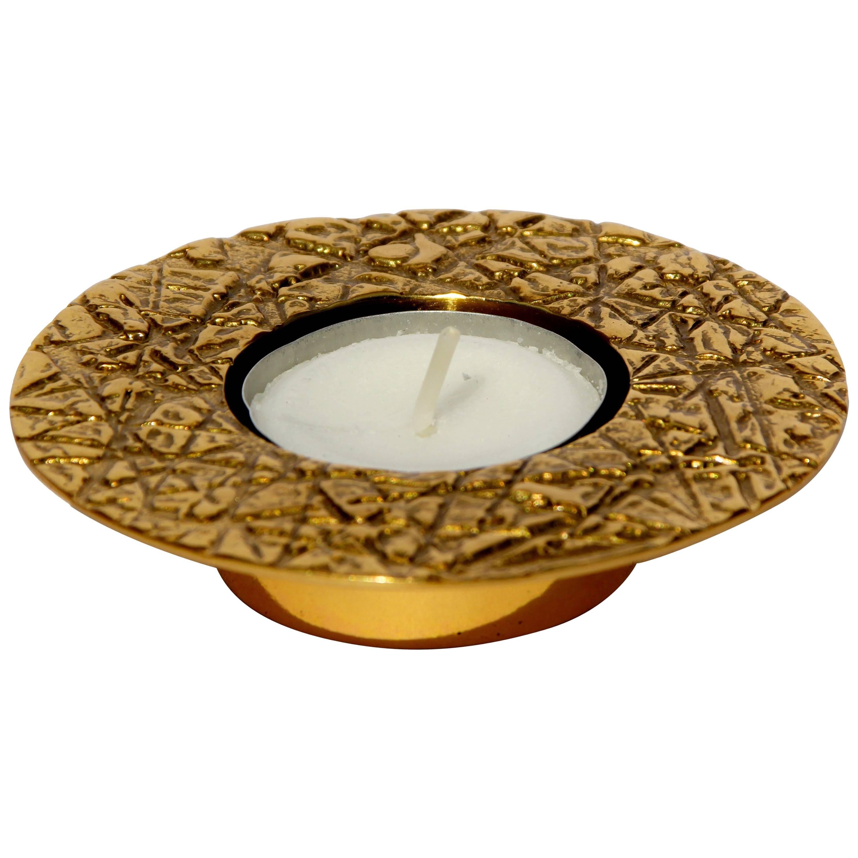 Brass Cast Kutch Tea-light Candle-holder