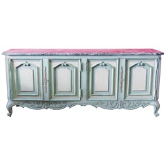 Large Louis XV Style Gustavian Style Marble-Top Sideboard