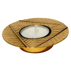 Portavelas Hoja de Té de Latón Fundido