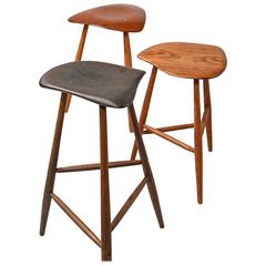 Wharton Esherick Rare Set of Three Carved Stools or Side Tables