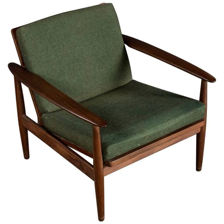 1960s Grete Jalk Style Sofabed and Armchair in Teak and Green Fabric