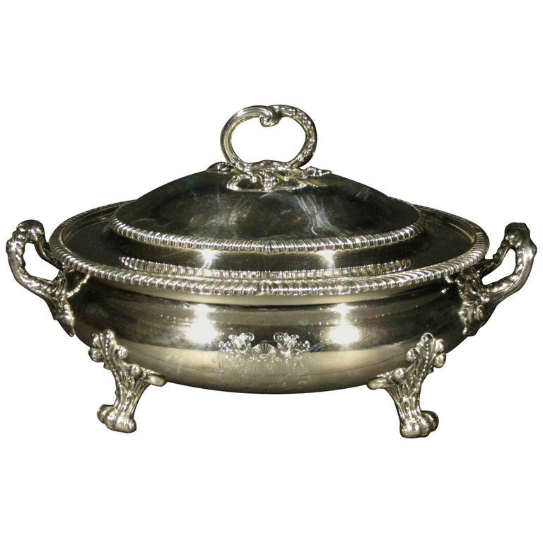 A Large Old Sheffield Plate Lidded Soup Tureen, England Circa